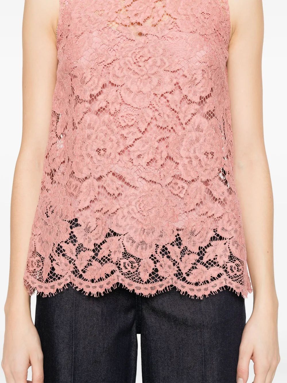 Dolce & Gabbana Pink Flower Lace Top