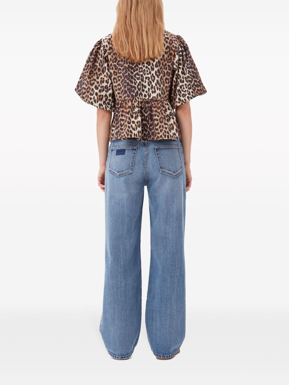 Ganni Leopard Print Mc Top With Knots