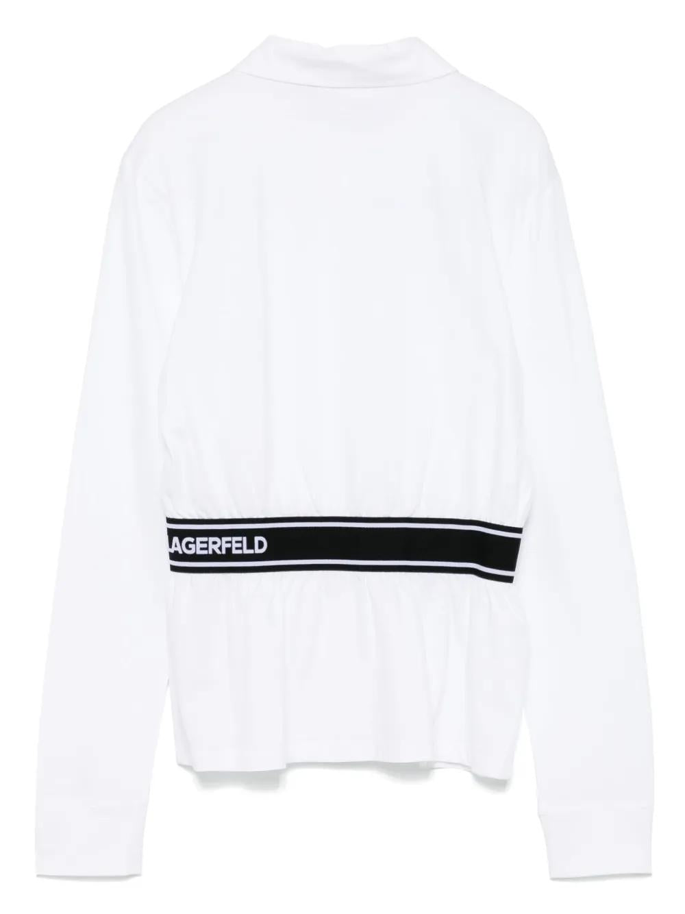 Karl Lagerfeld White Ml Top With Black Band Buttons