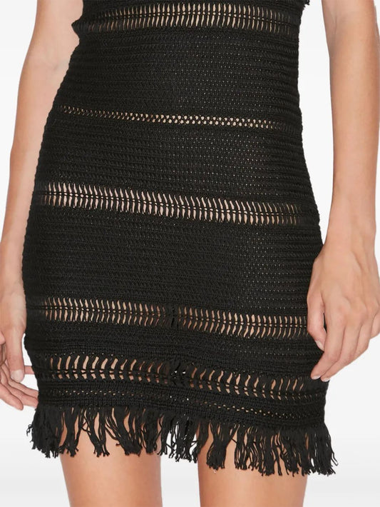 Isabel Marant Etoile Aralia Black Dress With Crochet Knot And Neck