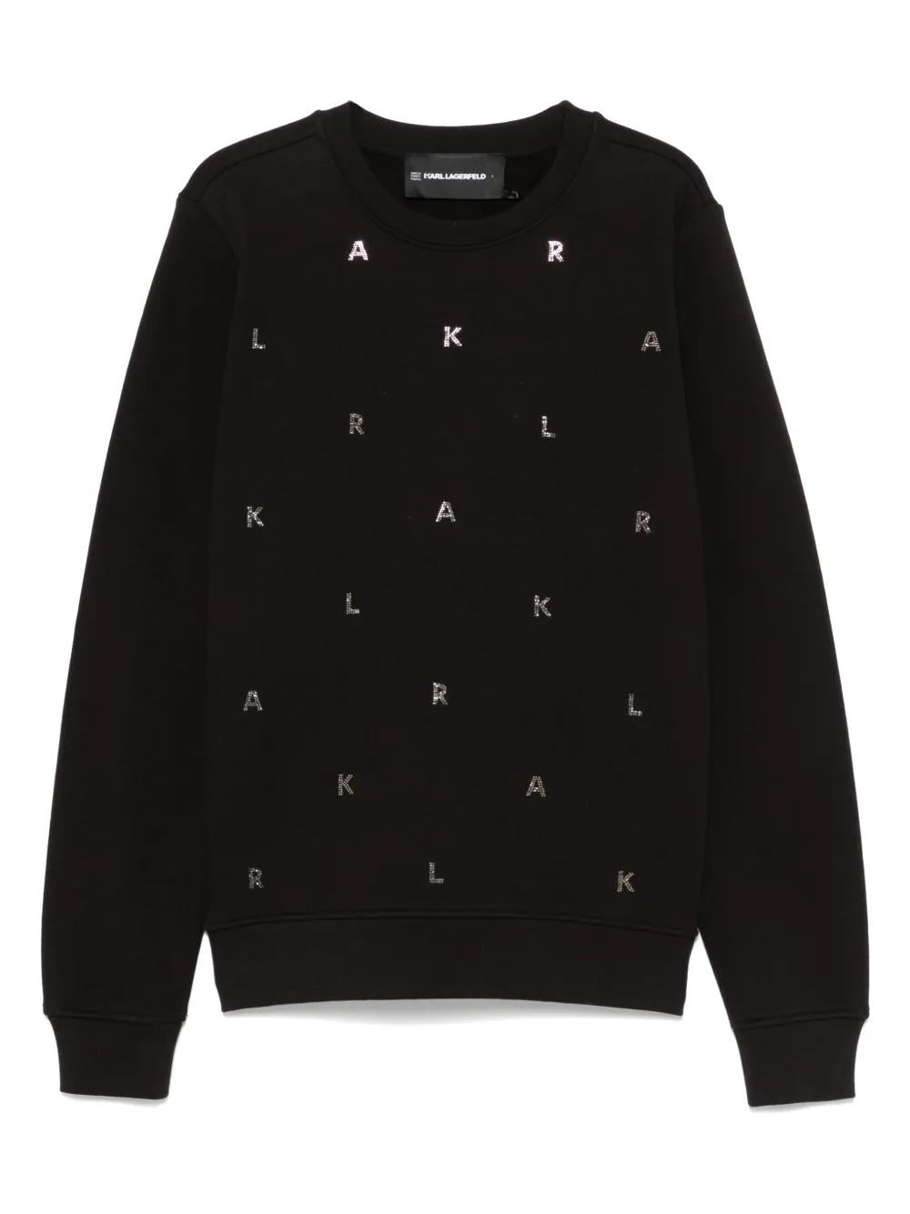 Karl Lagerfeld Black Rhinestone Plush With Glitter Letters