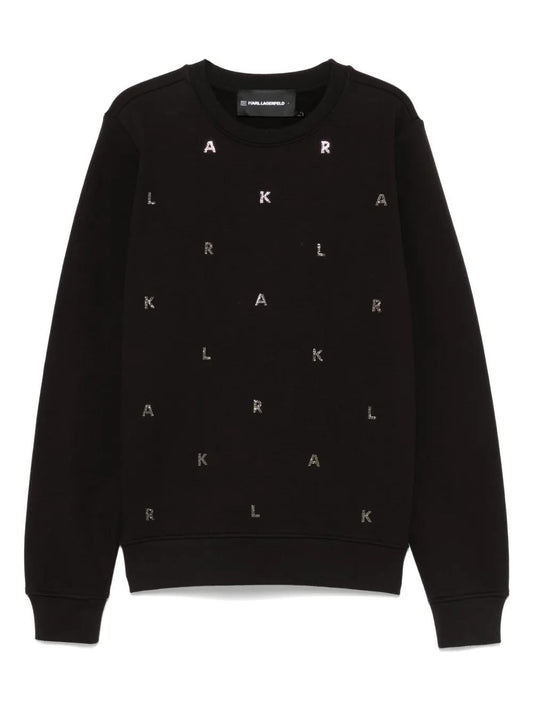 Karl Lagerfeld Black Rhinestone Plush With Glitter Letters