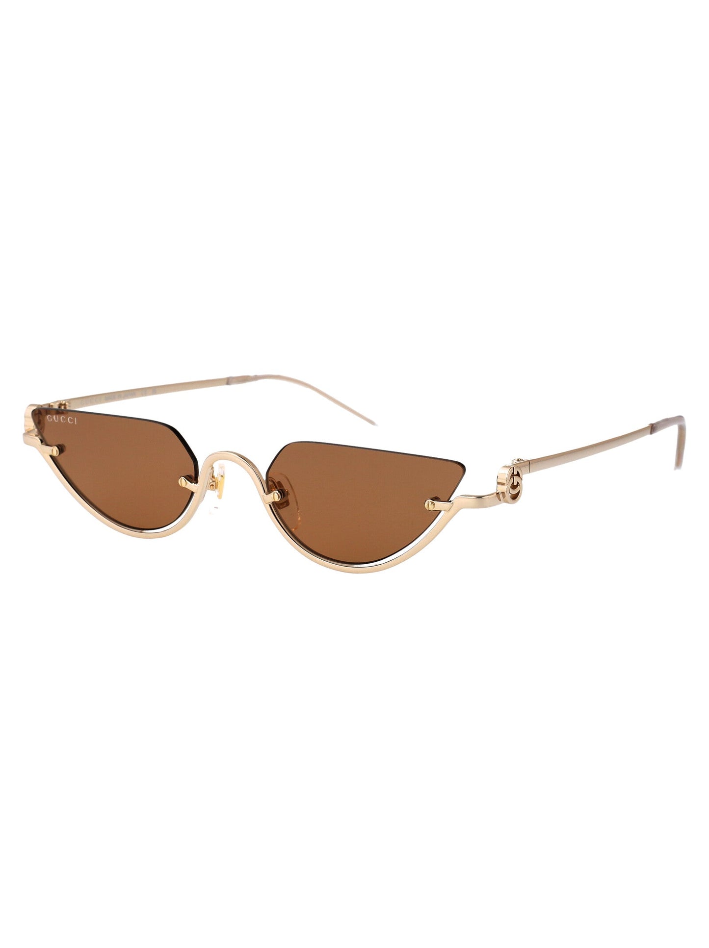 Gucci Gold Gold Brown Metal Sunglasses
