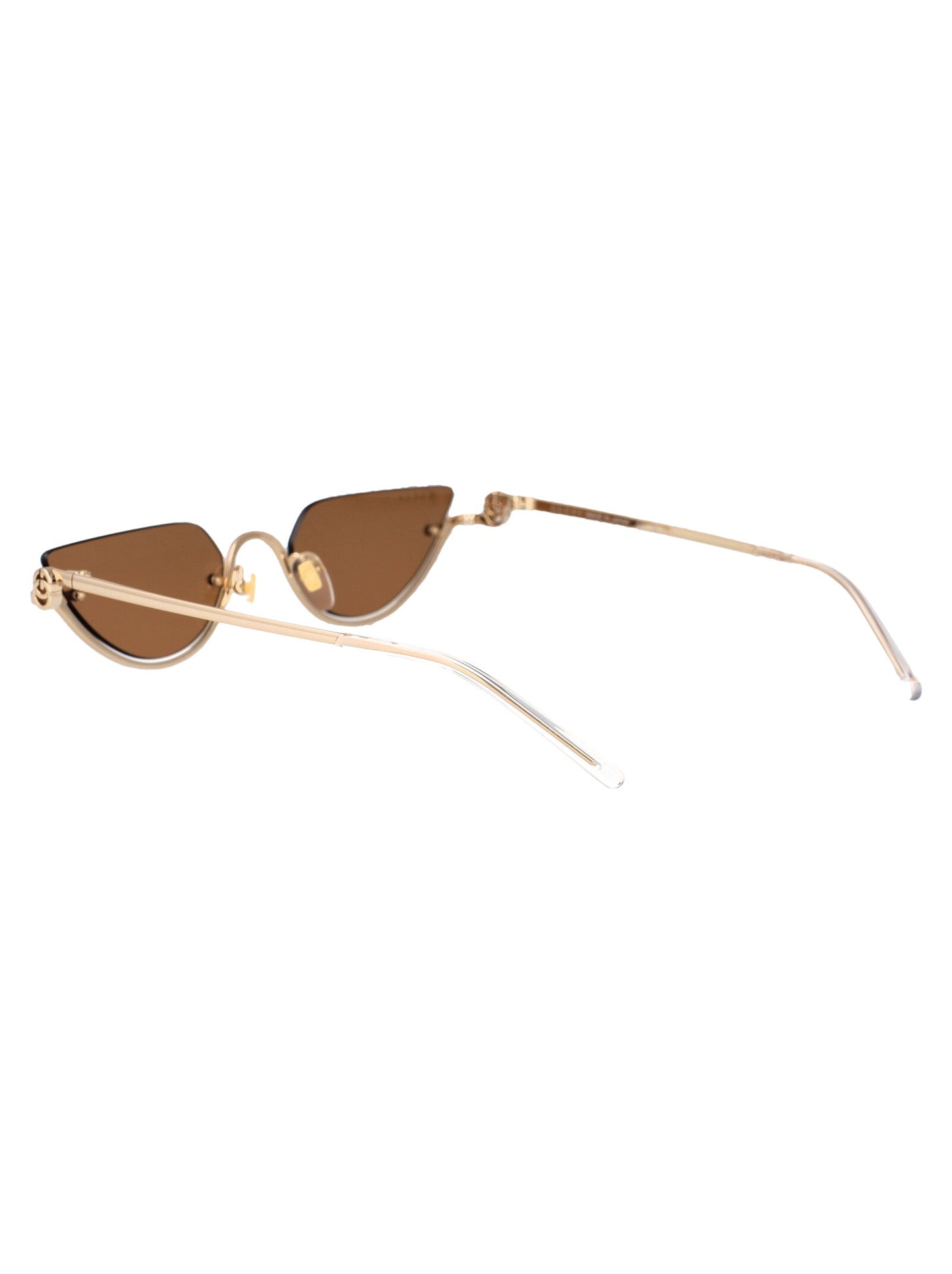 Gucci Gold Gold Brown Metal Sunglasses