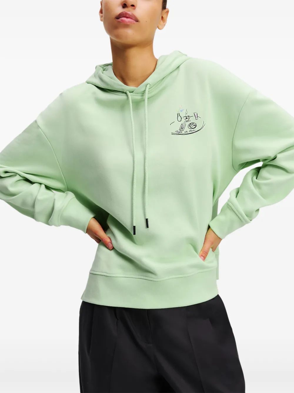 Karl Lagerfeld Green Hoodie Gum Drawing Table