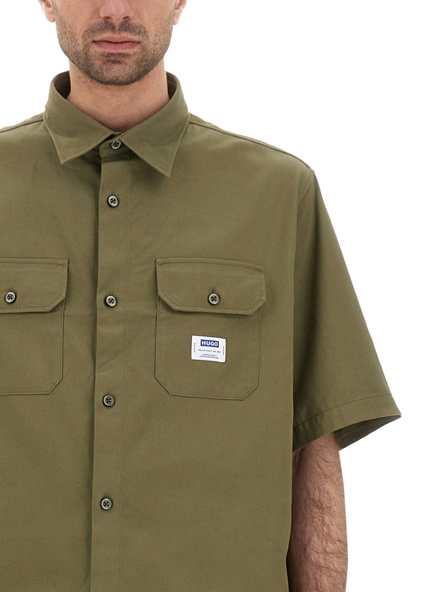 Boss Loose Fit Shirt In Cotton Twill 