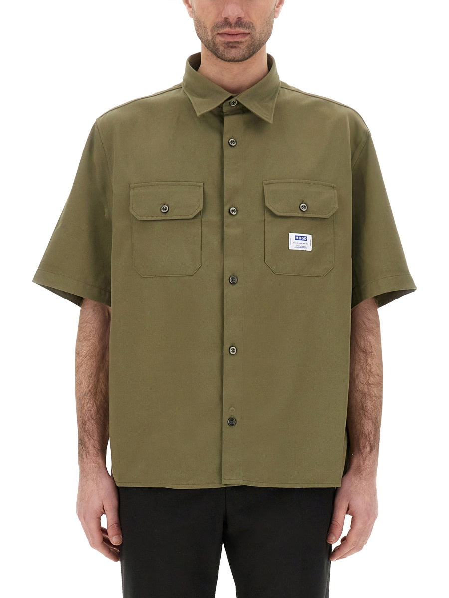 Boss Loose Fit Shirt In Cotton Twill 