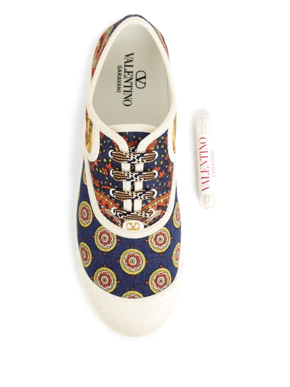 Valentino Garavani Blue White Sneaker With Amoeba Print