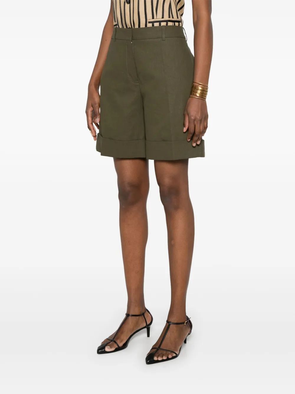 Jil Sander Military Green Linen Shorts