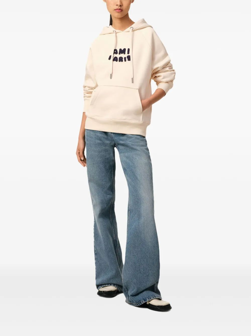 Ami Paris Cream Cotton Sweatshirt