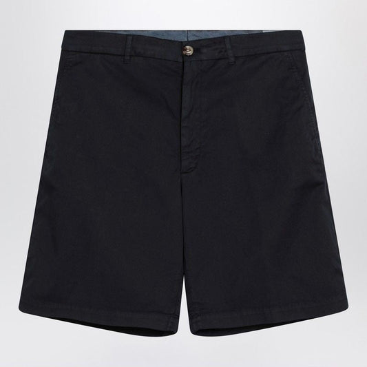 Brunello Cucinelli  Navy Blue Cotton Bermuda Shorts