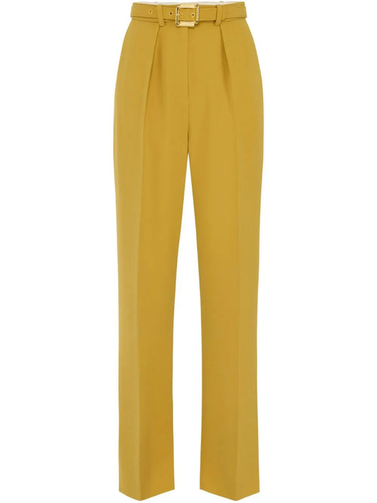 Elisabetta Franchi Pistachio Pleated Pants With Belt