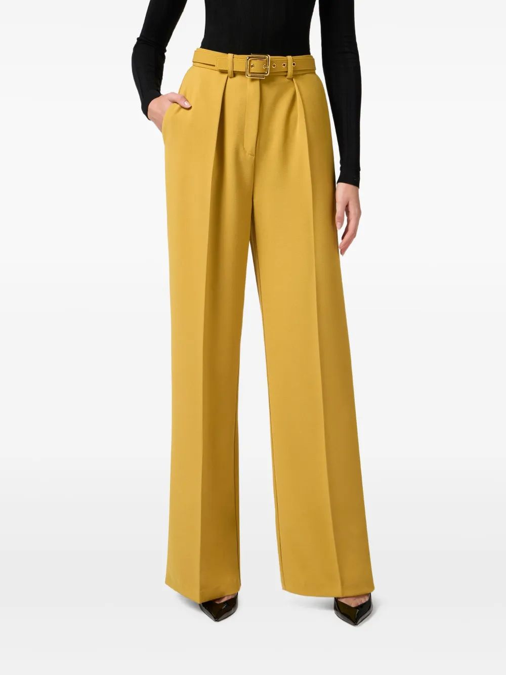 Elisabetta Franchi Pistachio Pleated Pants With Belt