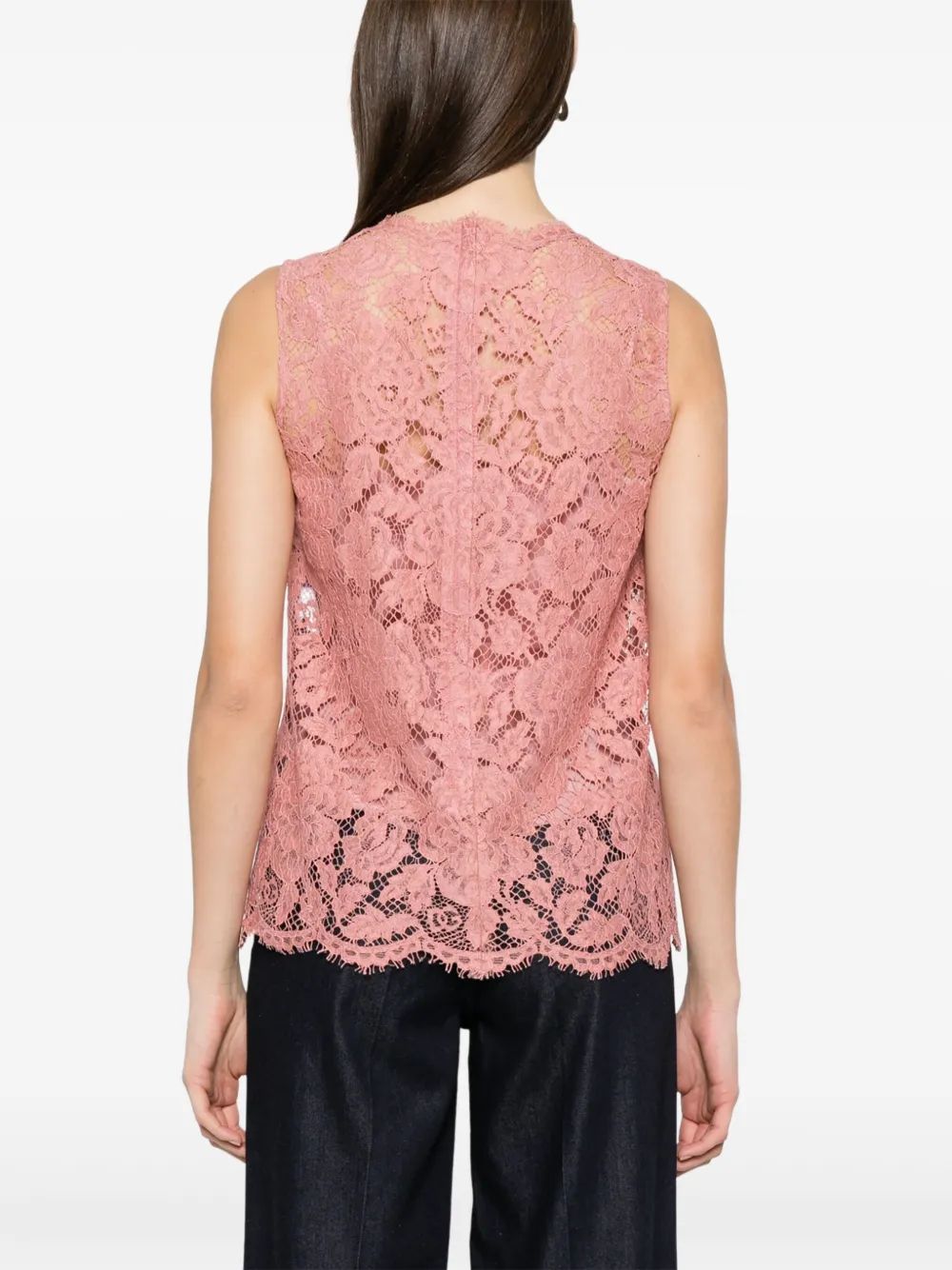Dolce & Gabbana Pink Flower Lace Top