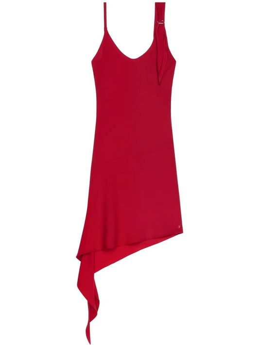 Courregès Short Red Crepe Strap Dress