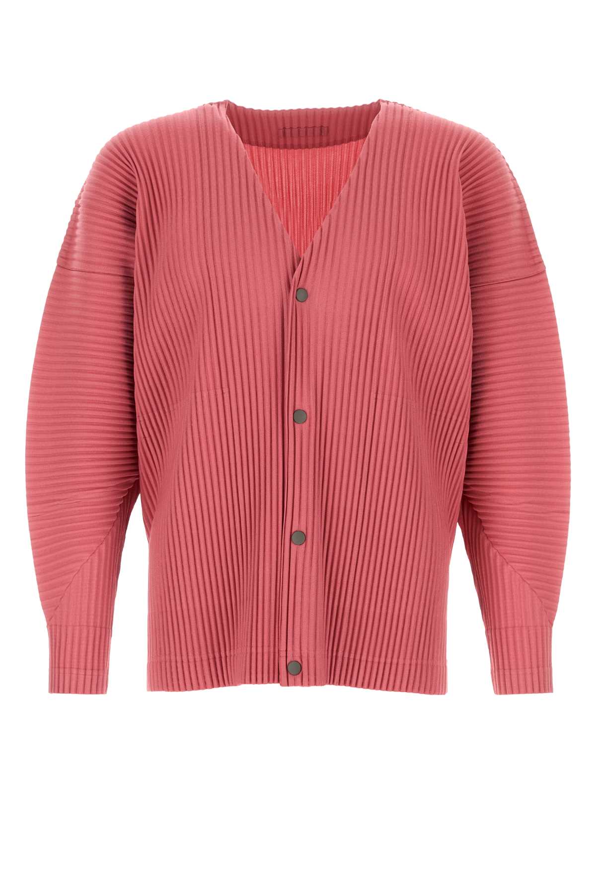 Homme Plisse Dark Pink Polyester Cardigan