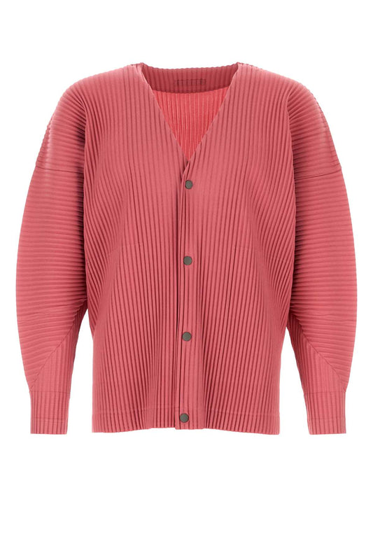 Homme Plisse Dark Pink Polyester Cardigan