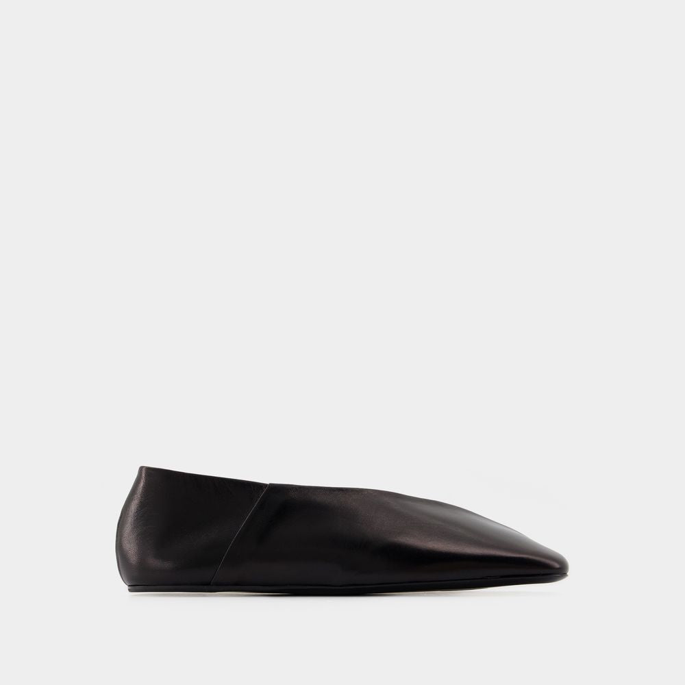 Jil Sander Black Leather Tripon Ballerinas
