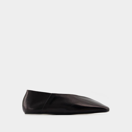 Jil Sander Black Leather Tripon Ballerinas