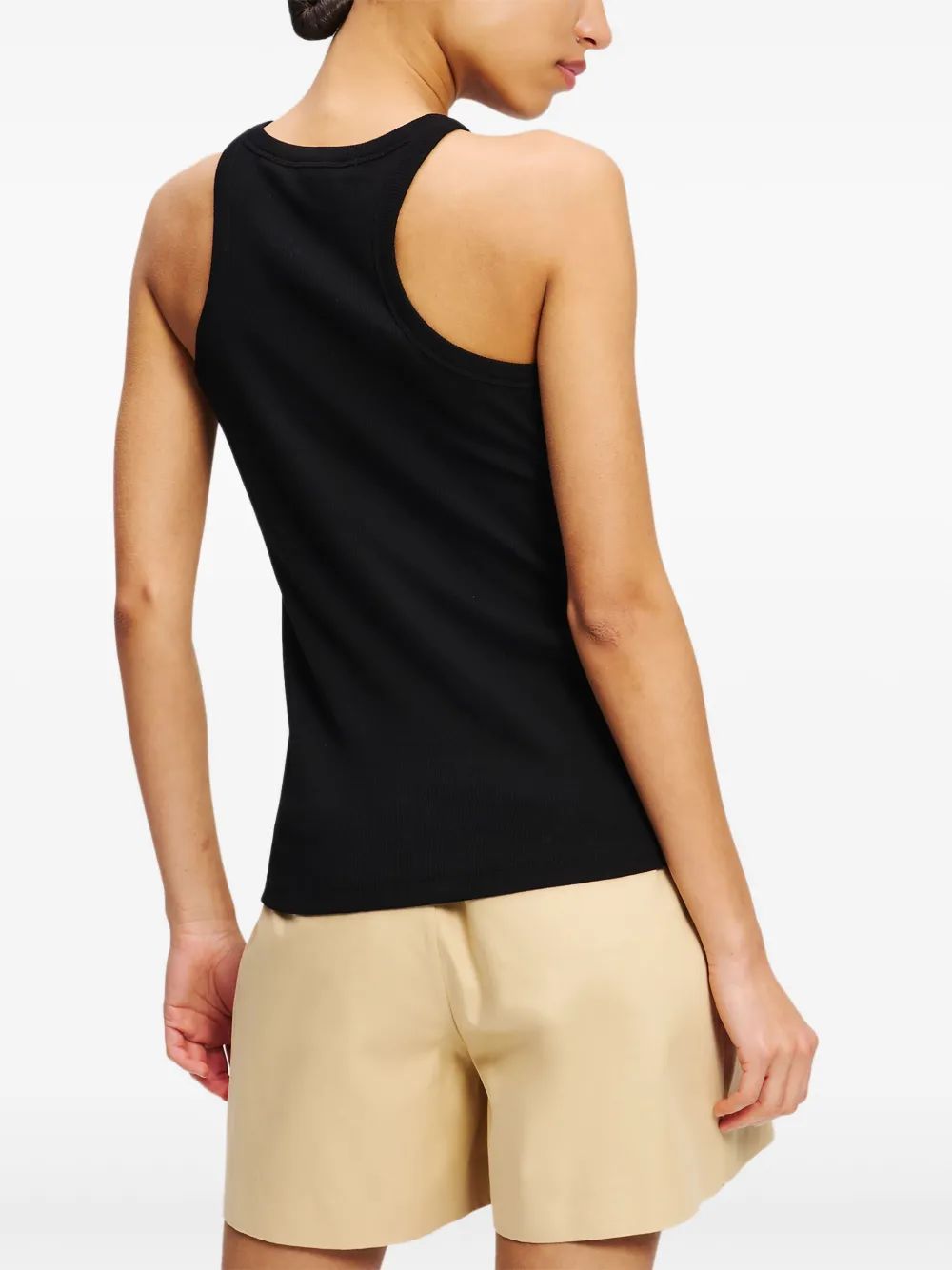 Karl Lagerfeld Black Autograph Top White Embroidered Logo