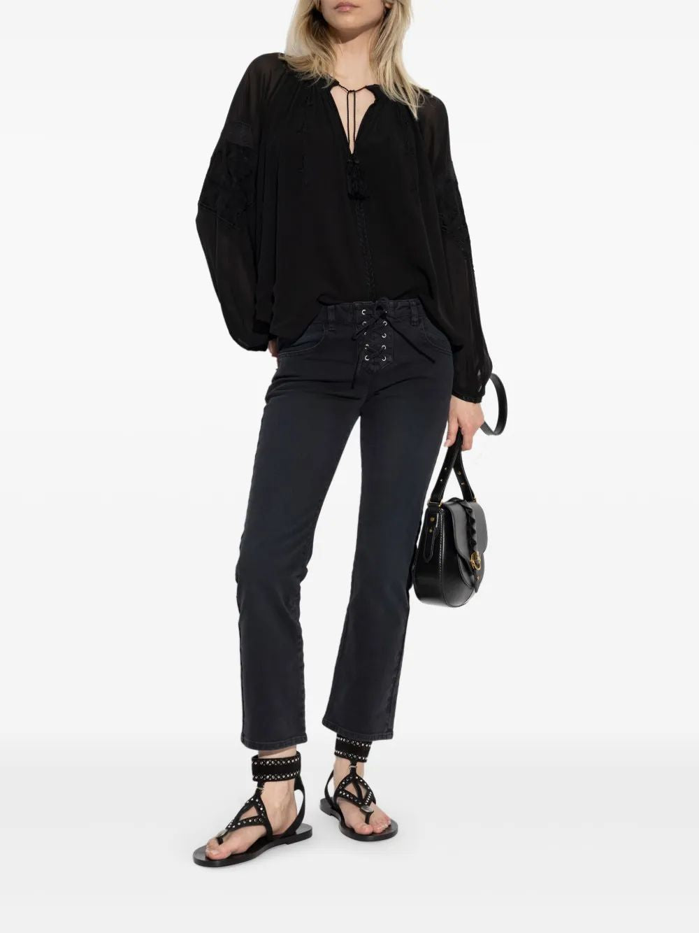 Isabel Marant 5B Vanel Black Pants With Cord Detail