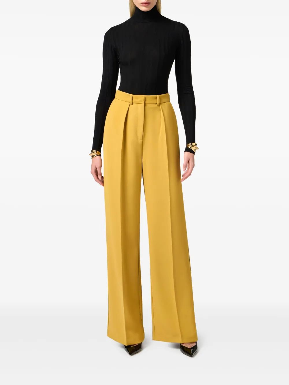 Elisabetta Franchi Pistachio Pleated Pants With Belt