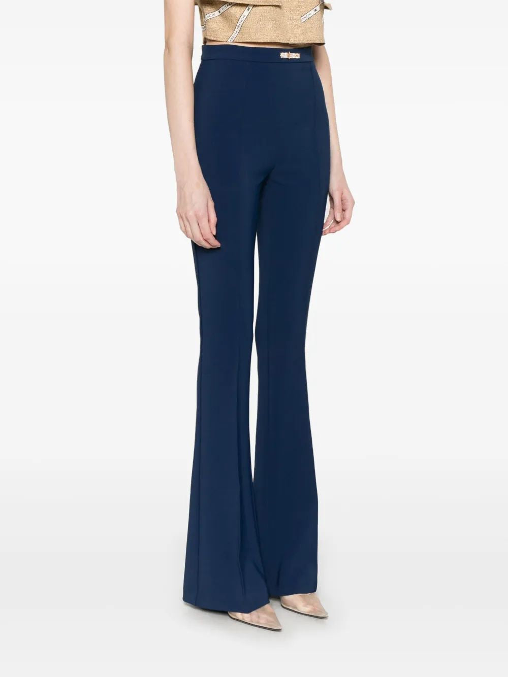 Elisabetta Franchi Navy Pleated Pants With Belt
