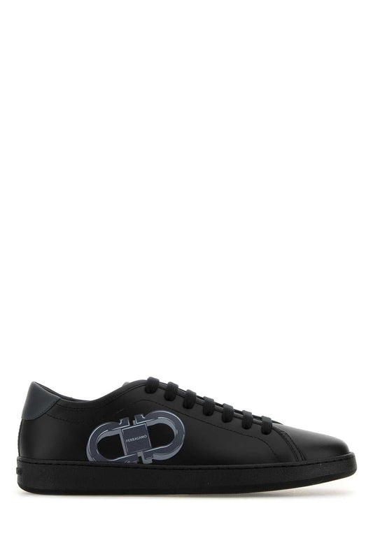 Ferragamo Black Leather Brandy 1 Sneakers