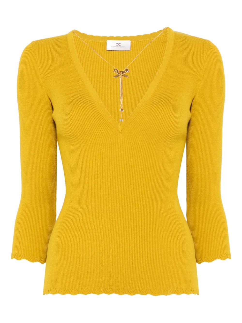Elisabetta Franchi Pistachio Green V-Neck Sweater