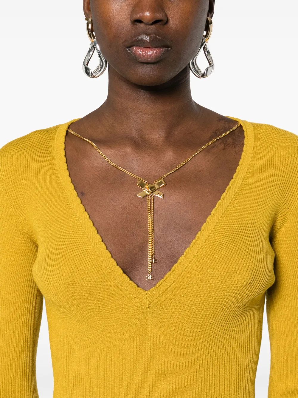 Elisabetta Franchi Pistachio Green V-Neck Sweater