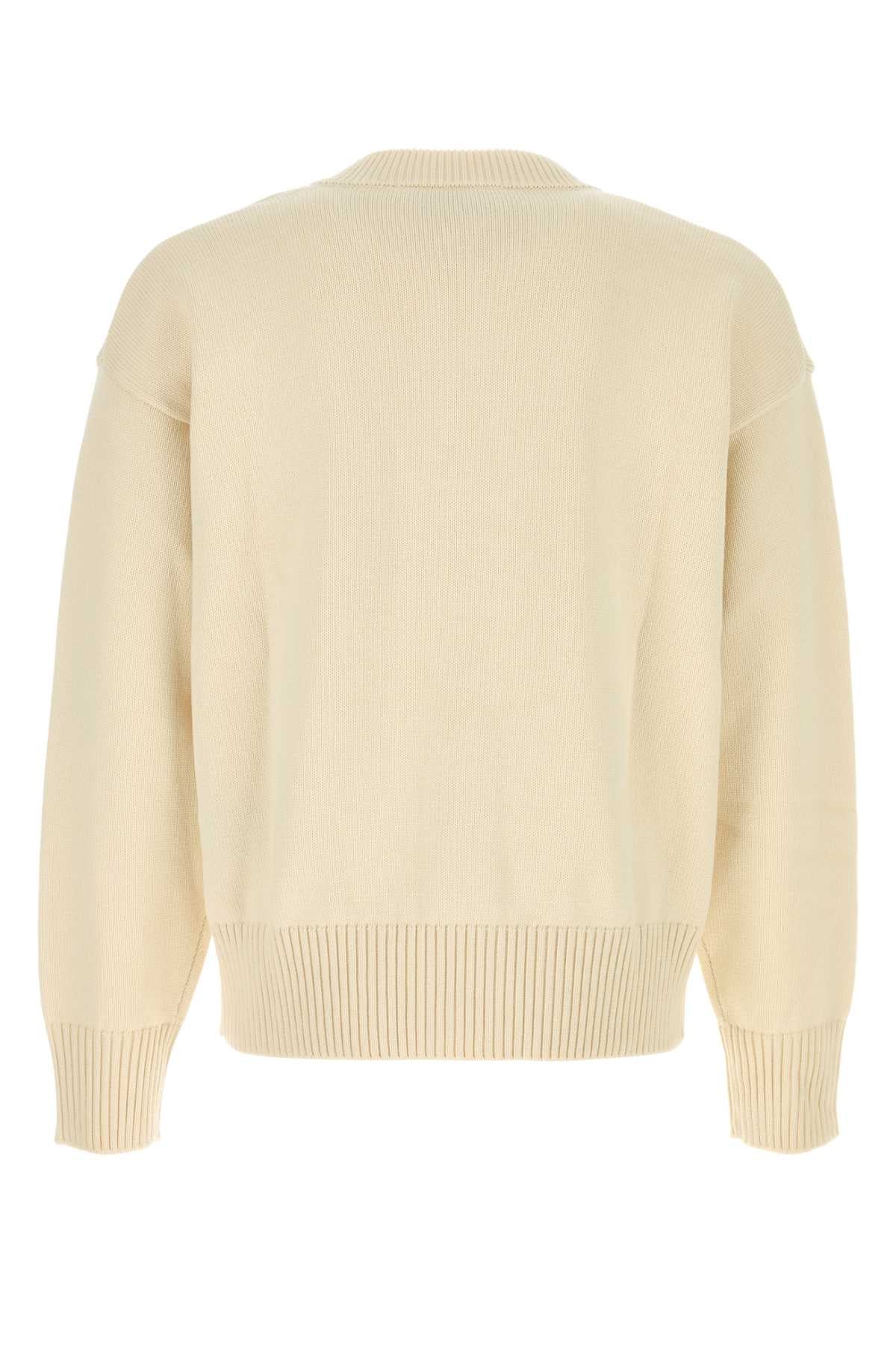 Ami Paris Cream Cotton Blend Cardigan