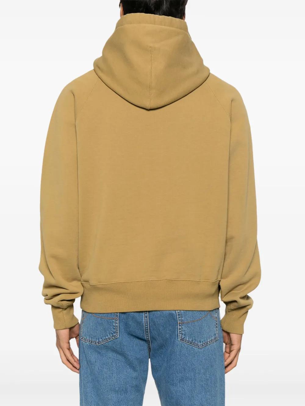 Ami Paris Khaki Hoodie With Embroidered Logo