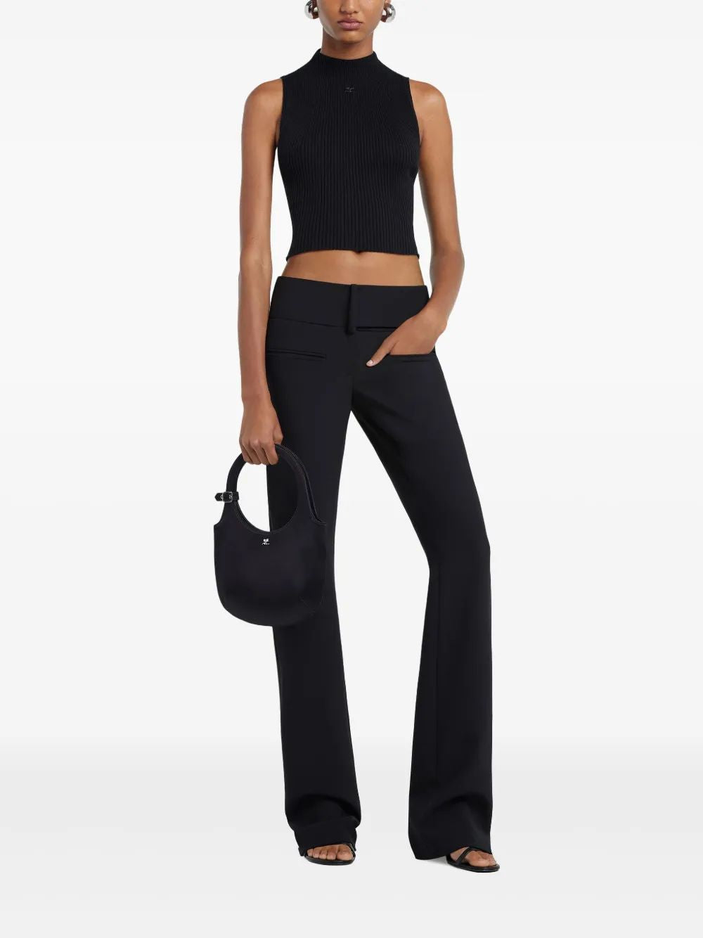 Courregès Sm Black High Neck Top