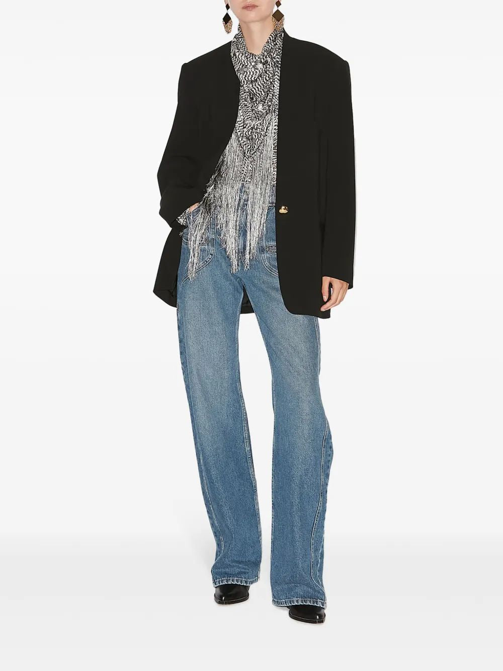 Isabel Marant Helona Black Blazer With Gold Buttons
