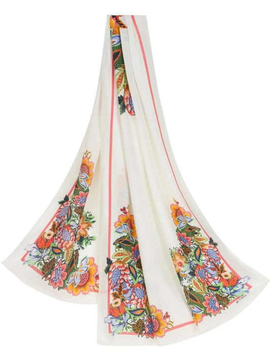 Etro Orfeo White Printed Scarf