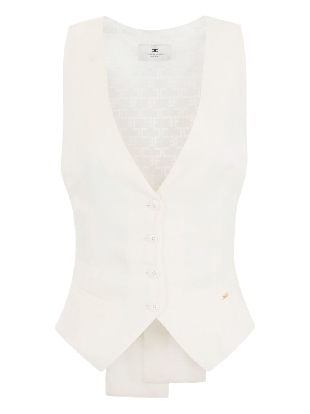 Elisabetta Franchi White Vest With Bow Detail On The Back