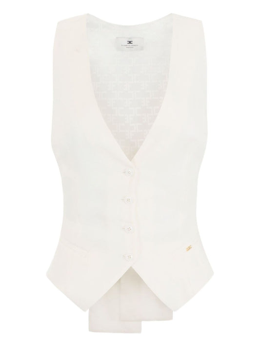 Elisabetta Franchi White Vest With Bow Detail On The Back