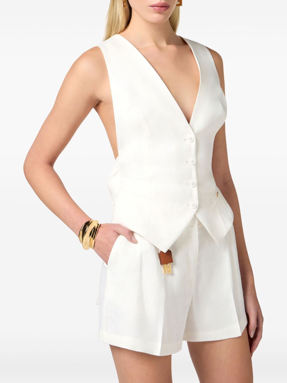 Elisabetta Franchi White Vest With Bow Detail On The Back