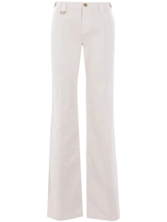 Chloé 5B White Pants With Gold Logo Buttons