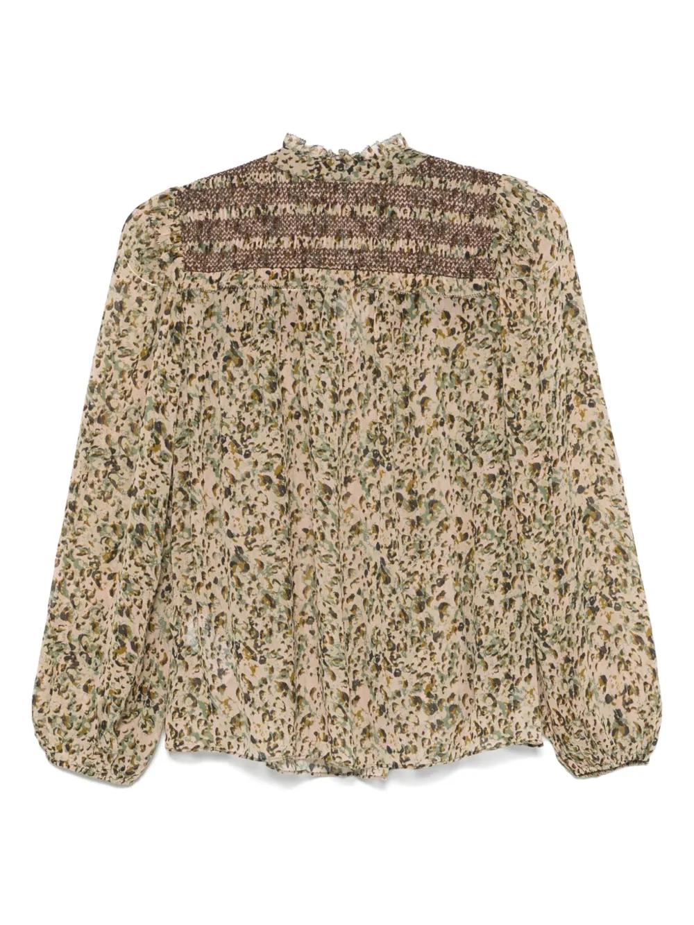 Ba&Sh Printed Beige Capucine Blouse