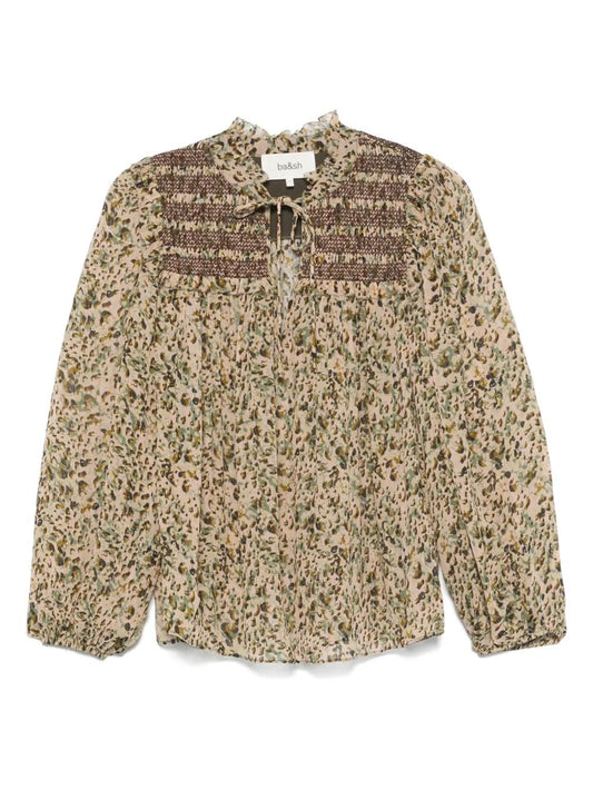 Ba&Sh Printed Beige Capucine Blouse