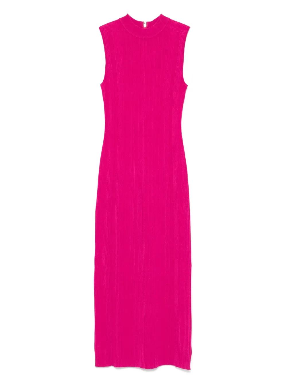 Michael Michael Kors Sm Fuchsia Long Ribbed Dress