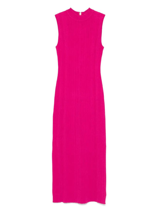 Michael Michael Kors Sm Fuchsia Long Ribbed Dress