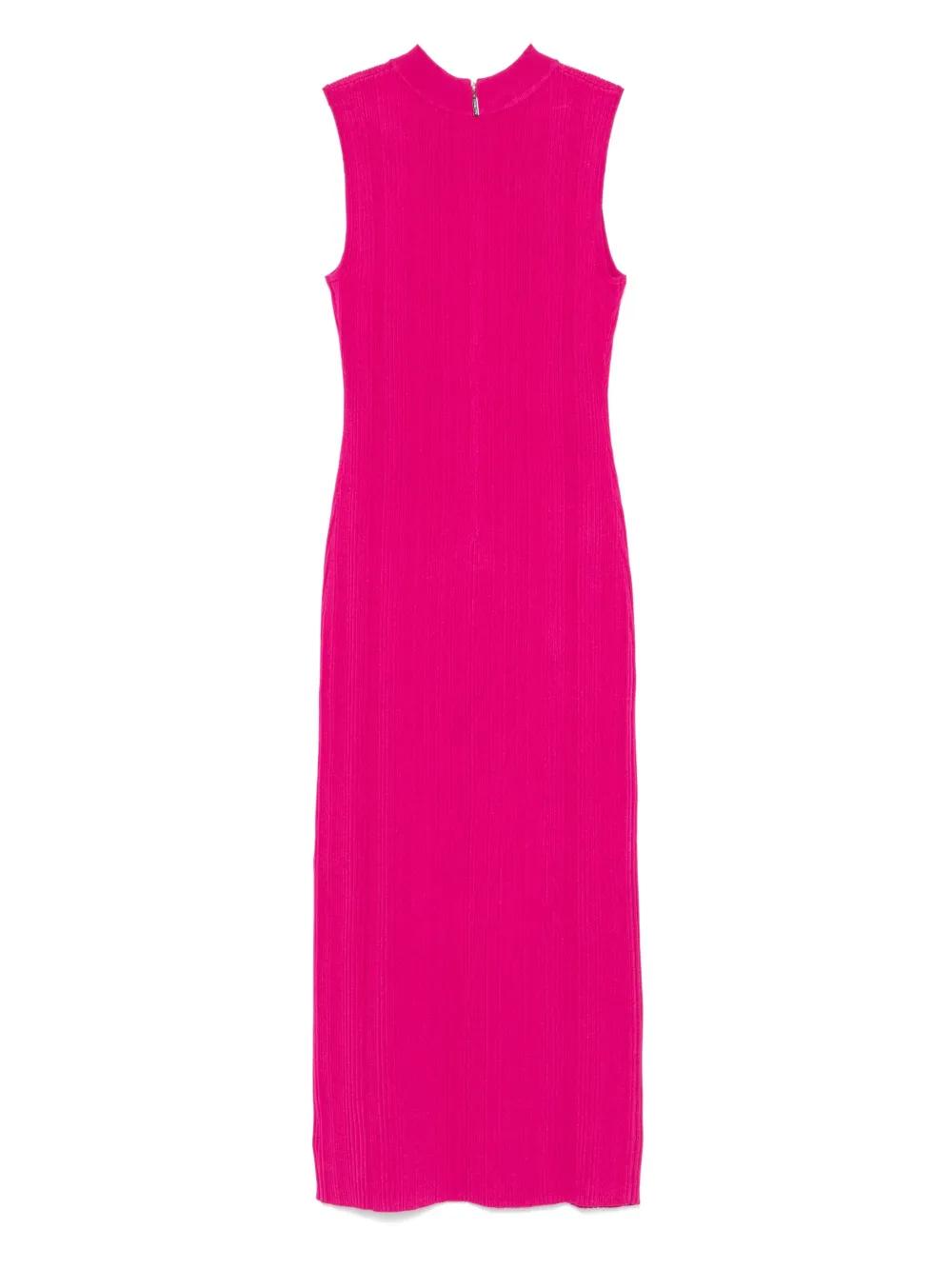 Michael Michael Kors Sm Fuchsia Long Ribbed Dress