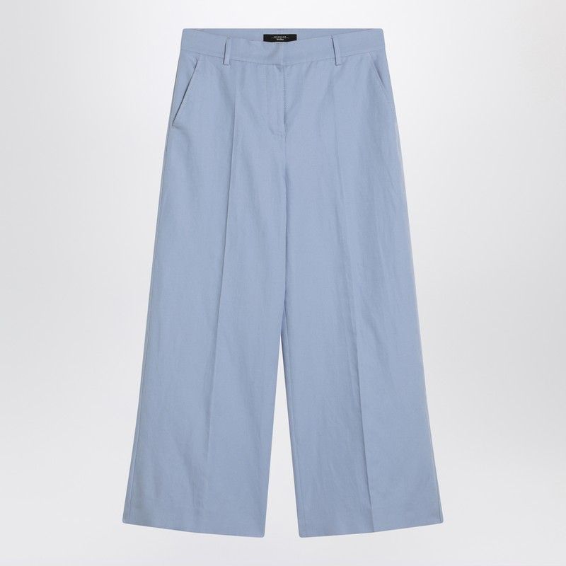 Weekend Max Mara  Blue Cotton And Linen Pants