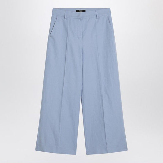 Weekend Max Mara  Blue Cotton And Linen Pants